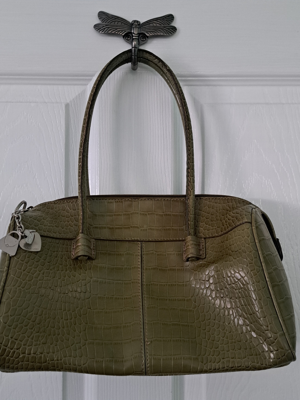 Nine West Olive Croc-Embossed Shoulder Bag